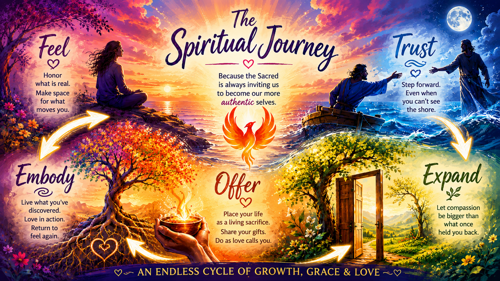Firebird Spirit August Spiritual Journey Series: Feel, Trust, Expand, Offer, Embody